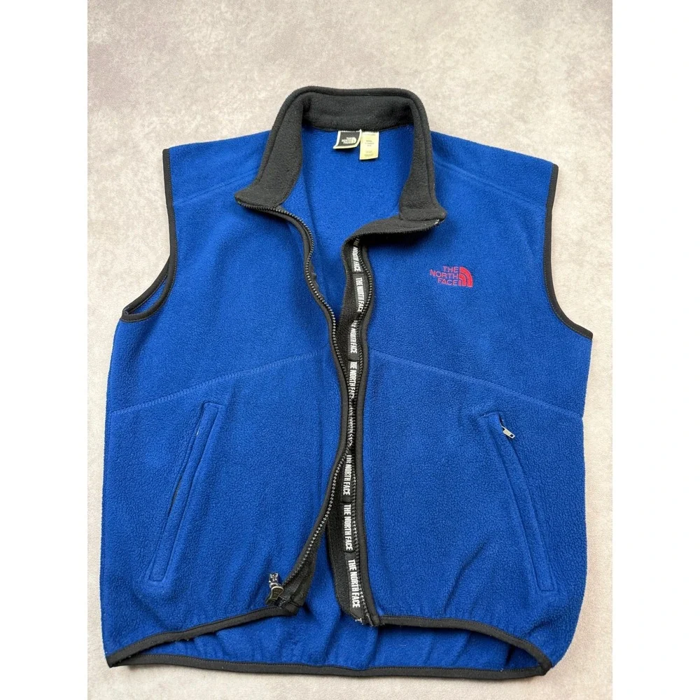 The North Face Fleece Polartec Vest‎ Royal Blue Full Zip Men M Outdoor Layer USA
